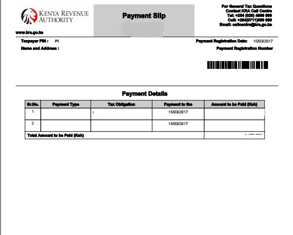 Payment slip